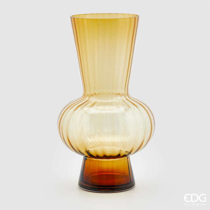Vaso righe con sfera in vetro amber h45 cm Ø26