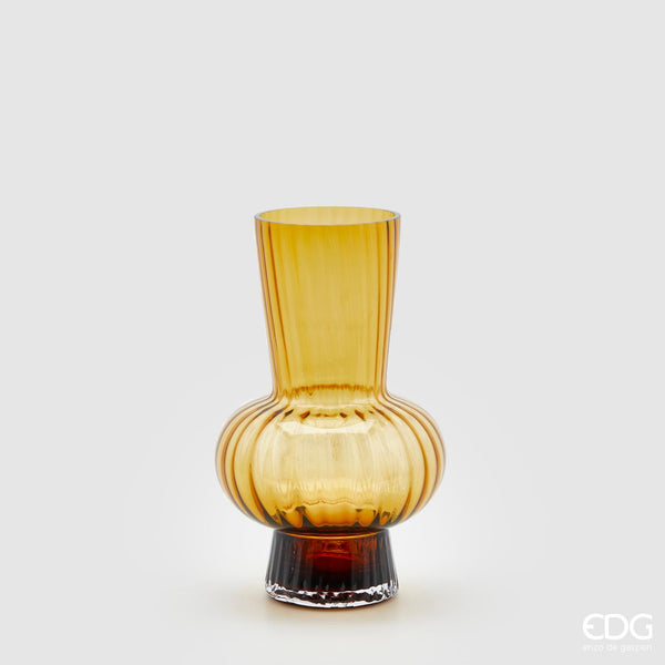 Vaso righe con sfera in vetro amber h31,5 cm Ø19