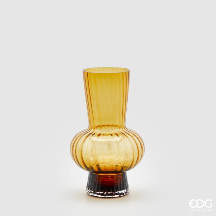 Vaso righe con sfera in vetro amber h31,5 cm Ø19