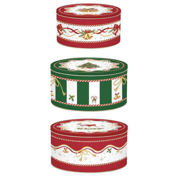 Set 3 scatole di latta  ad incastro tonde Easy Life