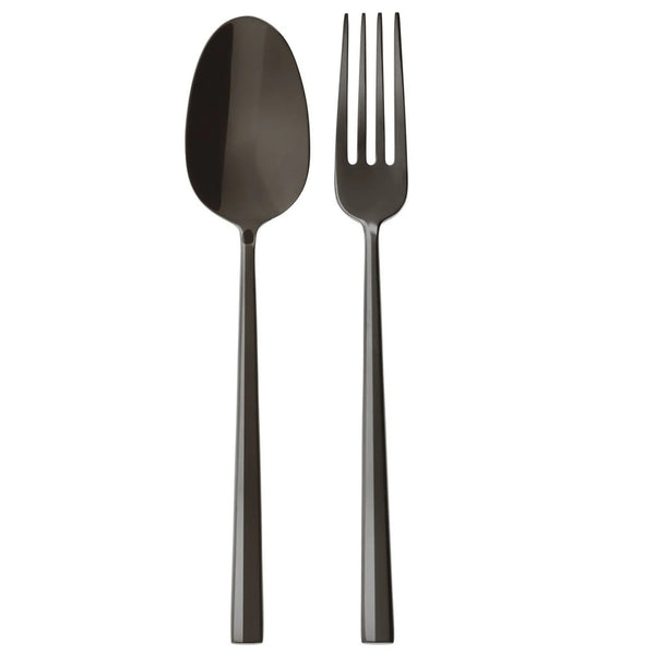 Set 2 Posate da Portata in Acciaio Inox Sambonet Rock, Nero PVD