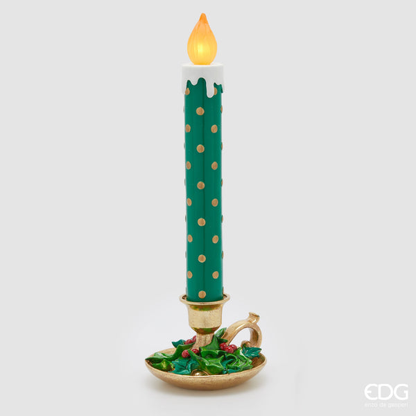 Candela LED con piattino H51 D18 Green