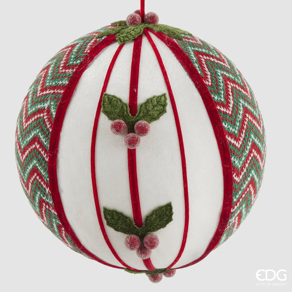 Addobbo palla Xmas D20 Green Red in tessuto