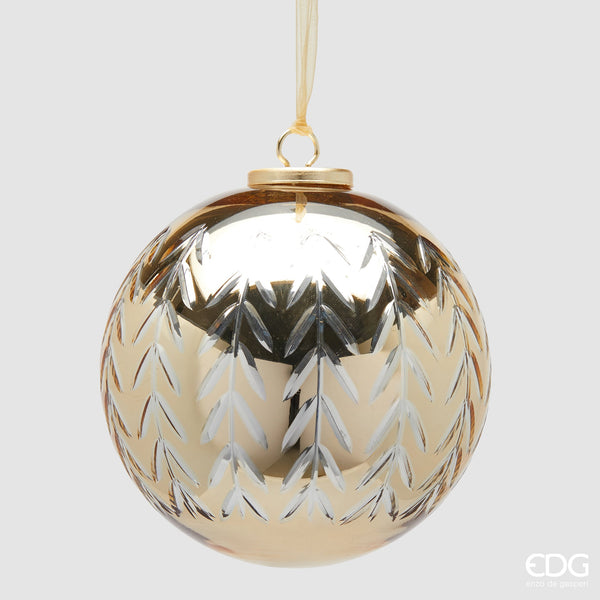 Palla foglie in vetro Gold D15