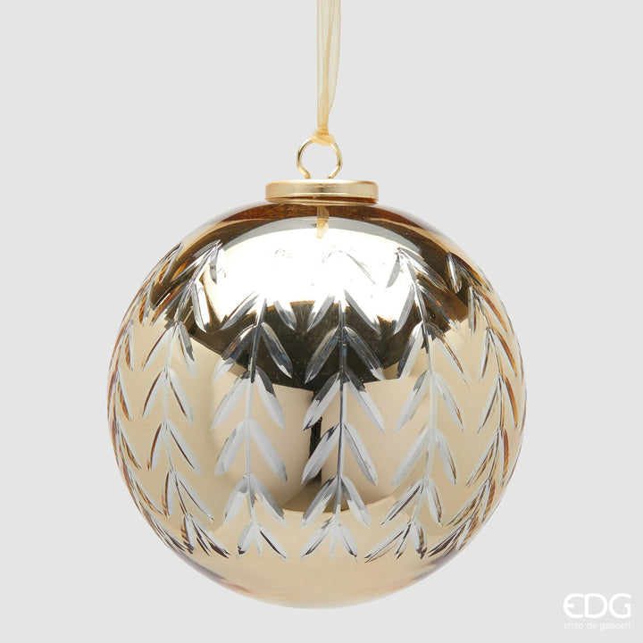 Palla foglie in vetro Gold D15