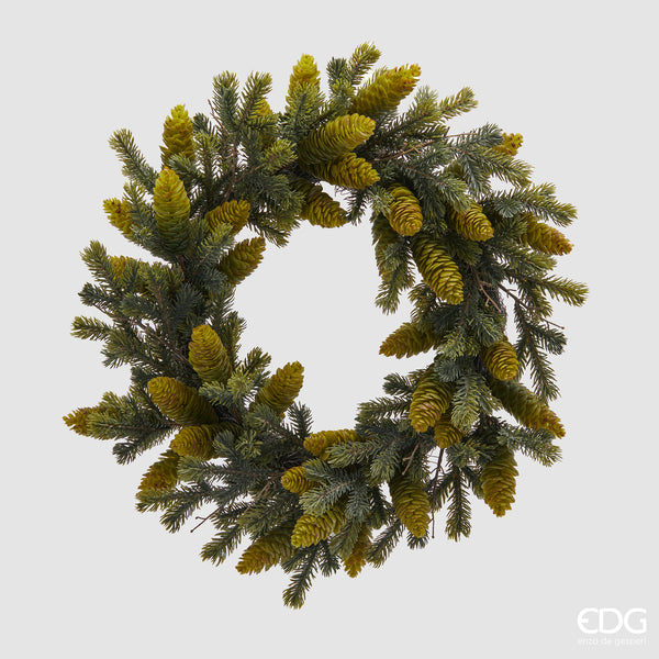 Corona pino con pigne D50 – Ghirlanda natalizia green realistica EDG