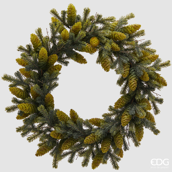 Corona pino con pigne D60 – Ghirlanda natalizia green grande EDG