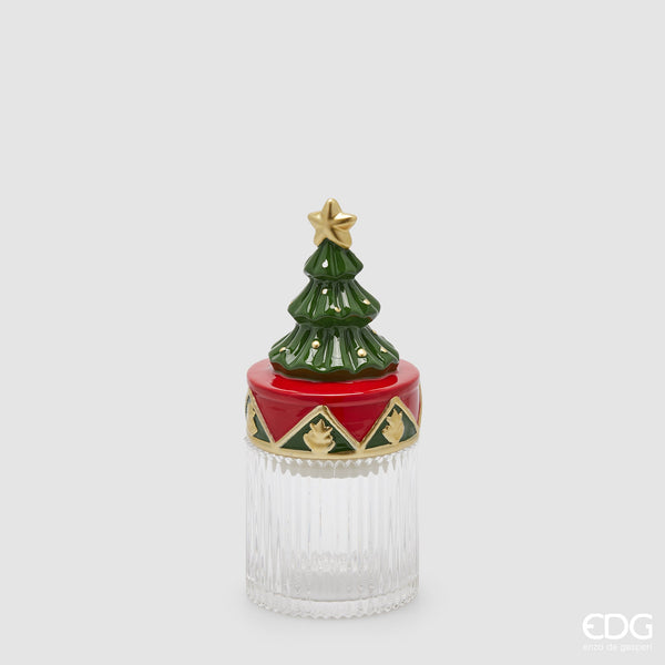 Contenitore Pino Clear H25 D11 green red in vetro e ceramica