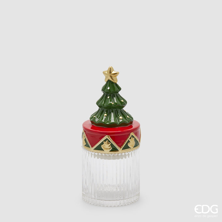 Contenitore Pino Clear H25 D11 green red in vetro e ceramica