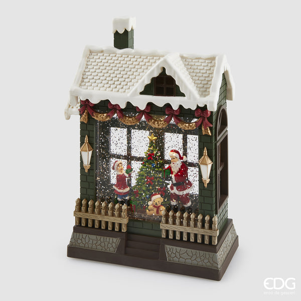 Diorama casetta LED H26 – Casetta natalizia Green Red con musica e movimento EDG