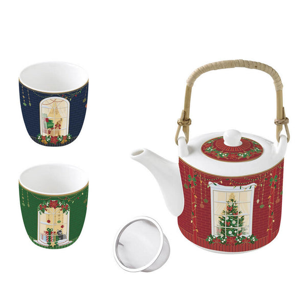 Teiera da 600 ml con 2 bicchierini in porcellana Easy Life